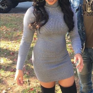 Ribbed knit mini dress sweater dress